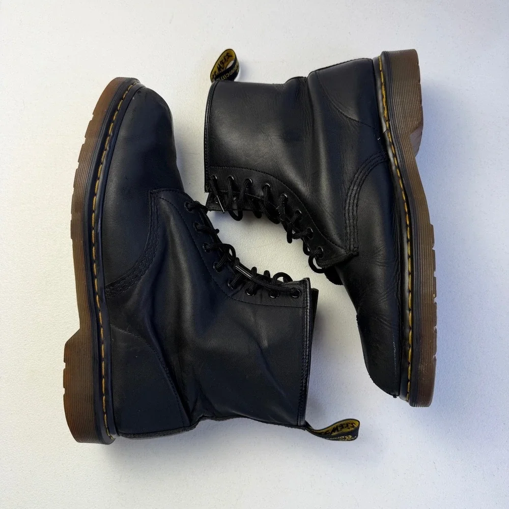 Vintage Dr Martens 1460 England Black Leather Boots 8-Eye Combat Shoes US 13